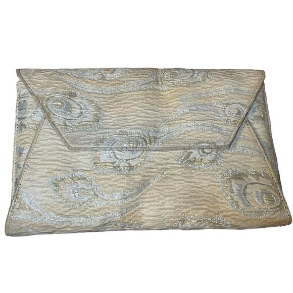 Trina Turk Purse Women 11" Metallic Floral Envelope Luxury Glam Preppy Bridal - Picture 1 of 16